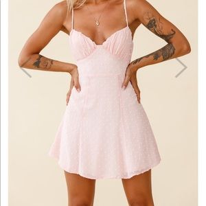 Selfie Leslie: light pink mini dress, Good Morning Angel Ruched Bust A-Line
